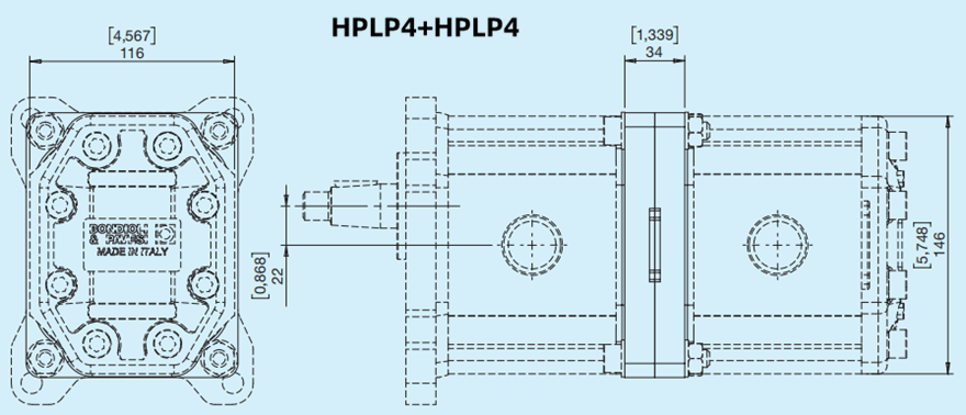 Bondioli&Pavesi邦貝HPLP4+HPLP4多級(jí)齒輪泵尺寸