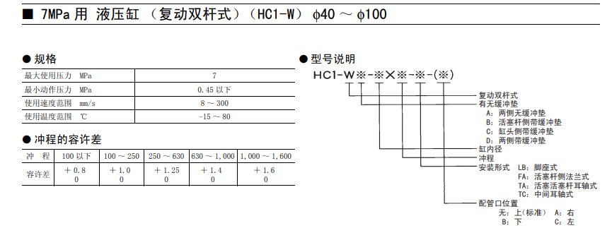 豐興HC1-W液壓缸